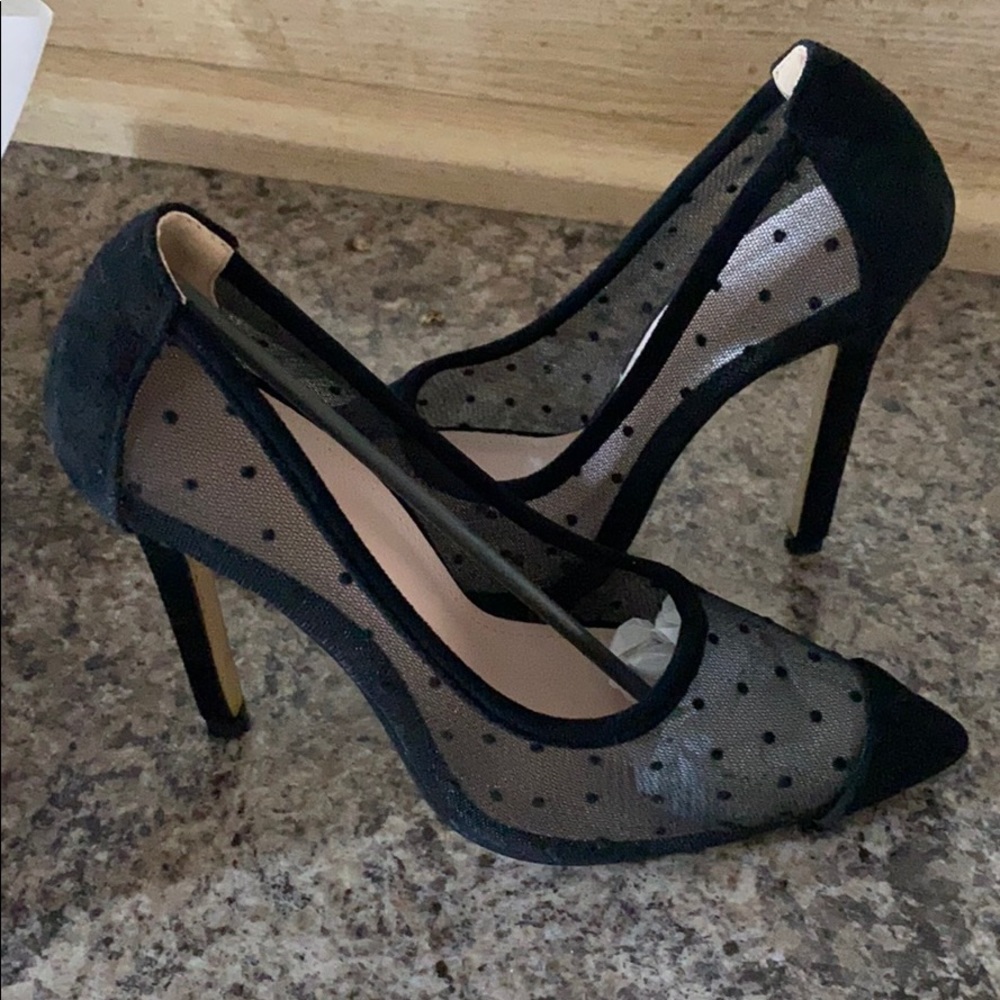 Mesh polka dot heels